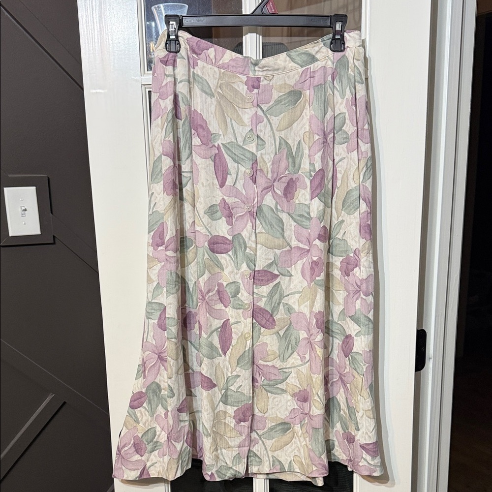 ALFRED DUNNER Vintage Stretch Waist Floral Print Skirt Size 18W